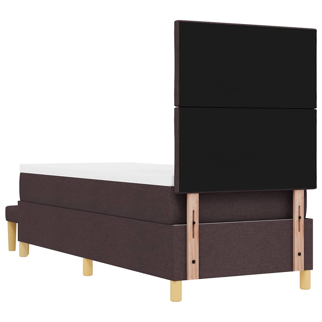 Lit à ressorts avec tête de lit Marron foncé 200 x 80 cm tissu