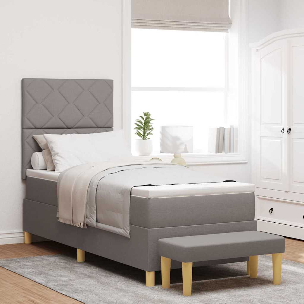 Lit à ressorts avec tête de lit Taupe 200 x 80 cm tissu