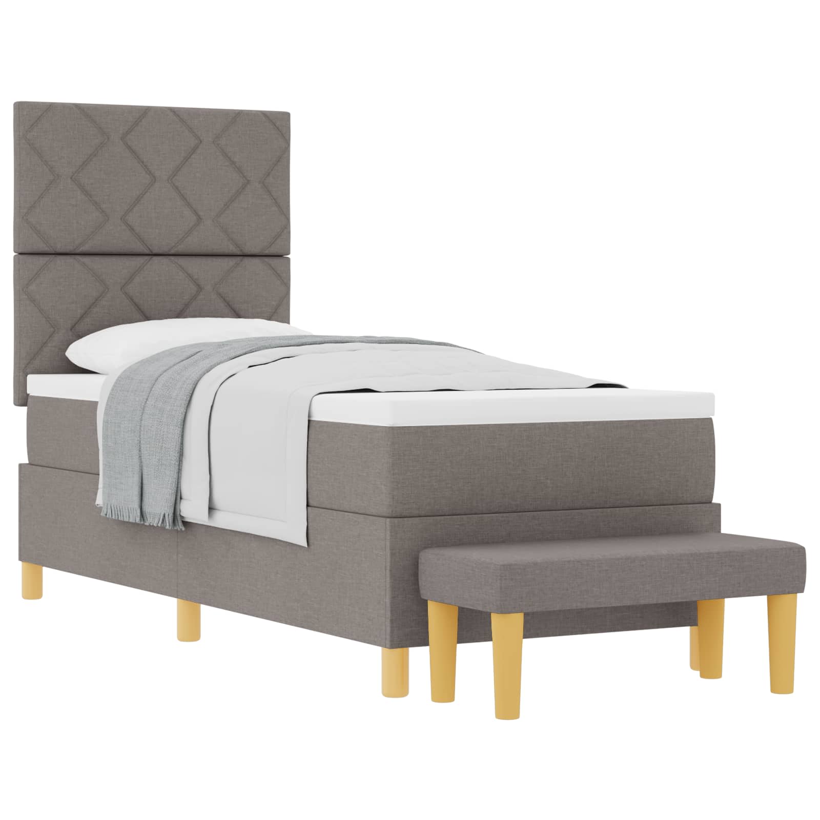 Lit à ressorts avec tête de lit Taupe 200 x 80 cm tissu