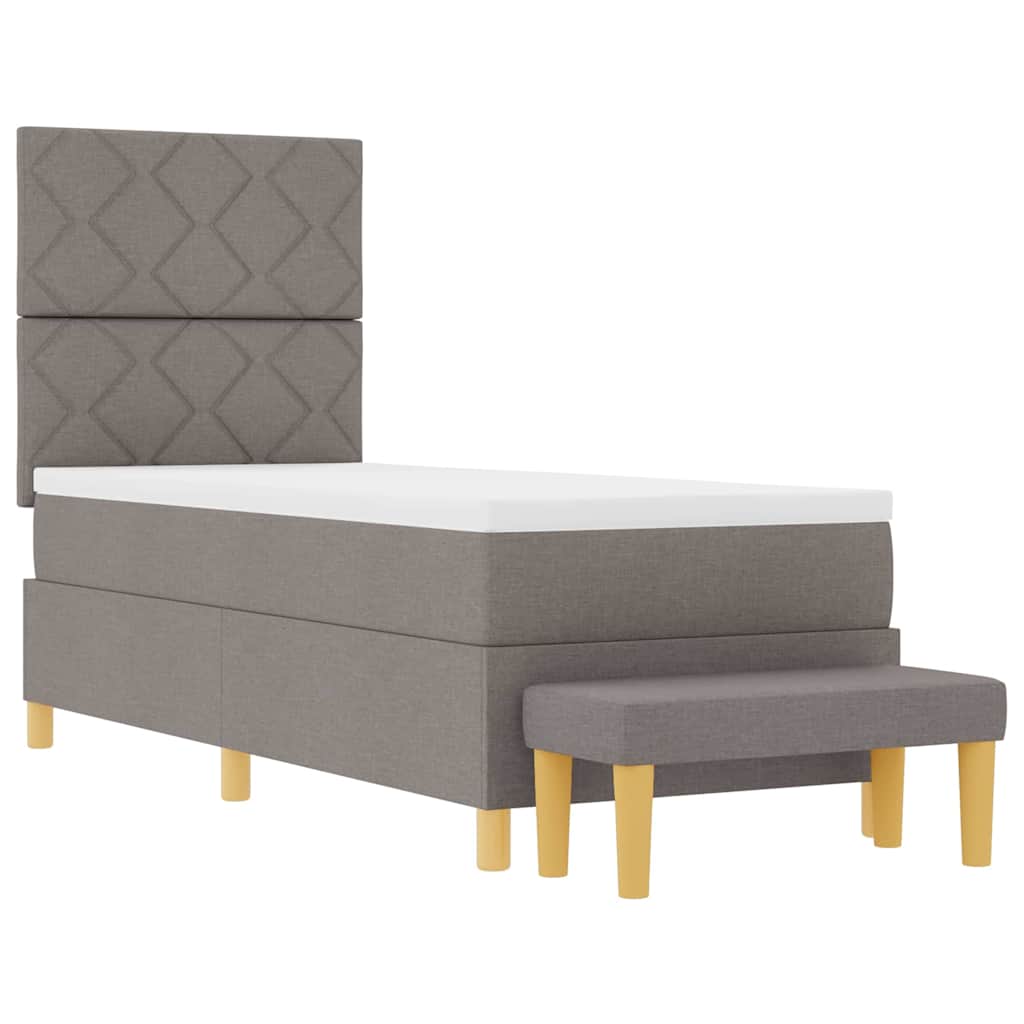 Lit à ressorts avec tête de lit Taupe 200 x 80 cm tissu