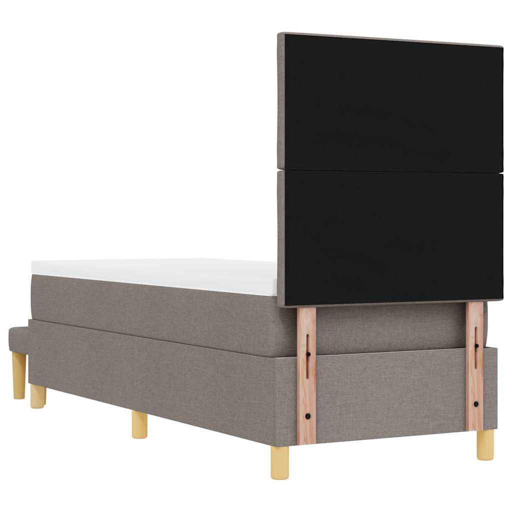 Lit à ressorts avec tête de lit Taupe 200 x 80 cm tissu