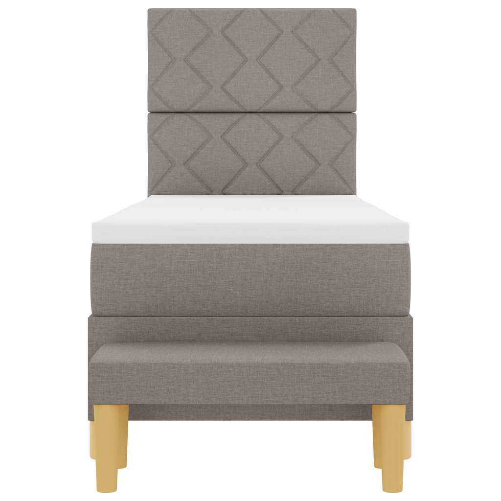 Lit à ressorts avec tête de lit Taupe 200 x 80 cm tissu