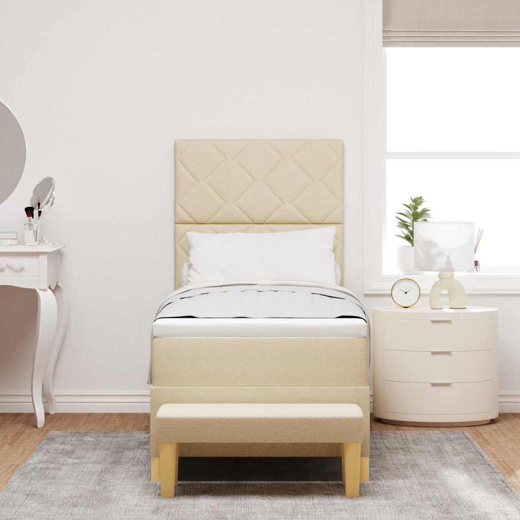 Lit à ressorts avec matelas Crème 80 x 200 cm tissu - XIOS