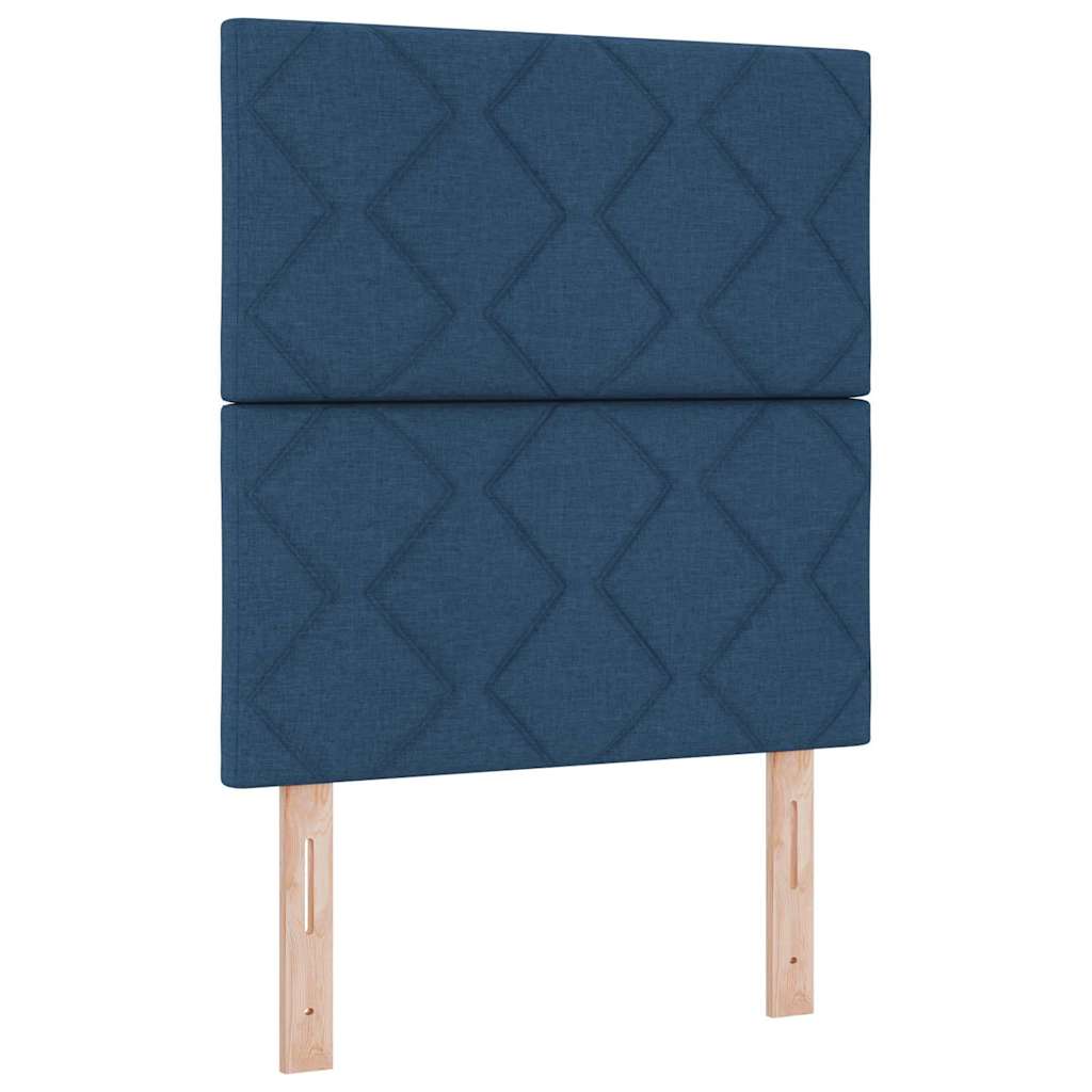 Lit à ressorts avec tête de lit Bleu 200 x 80 cm tissu