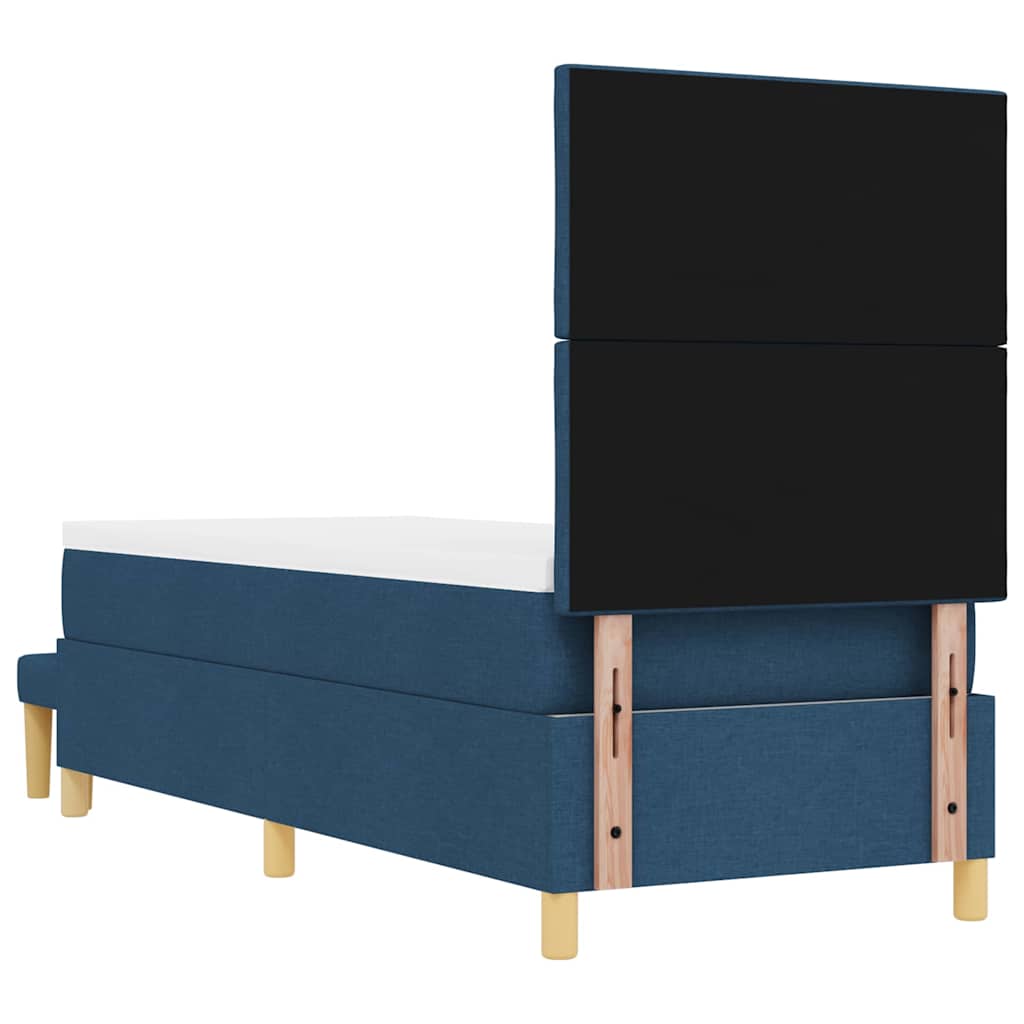 Lit à ressorts avec tête de lit Bleu 200 x 80 cm tissu