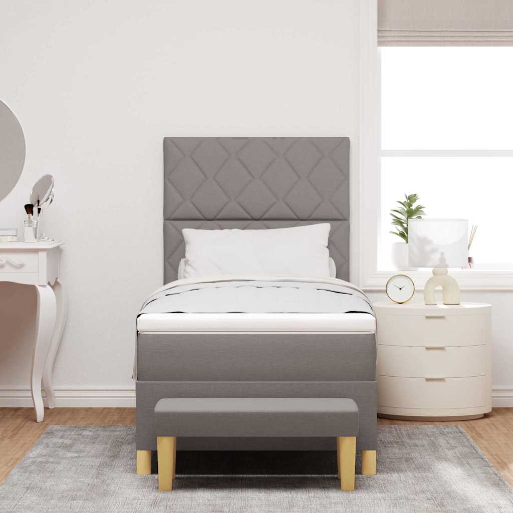 Lit à ressorts avec coussin Taupe 190 x 90 cm tissu