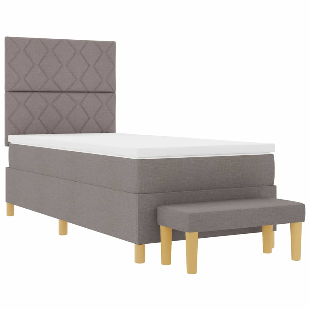 Lit à ressorts avec coussin Taupe 190 x 90 cm tissu
