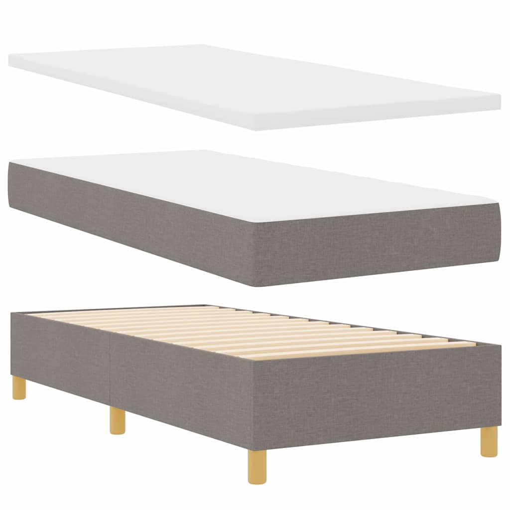 Lit à ressorts avec coussin Taupe 190 x 90 cm tissu