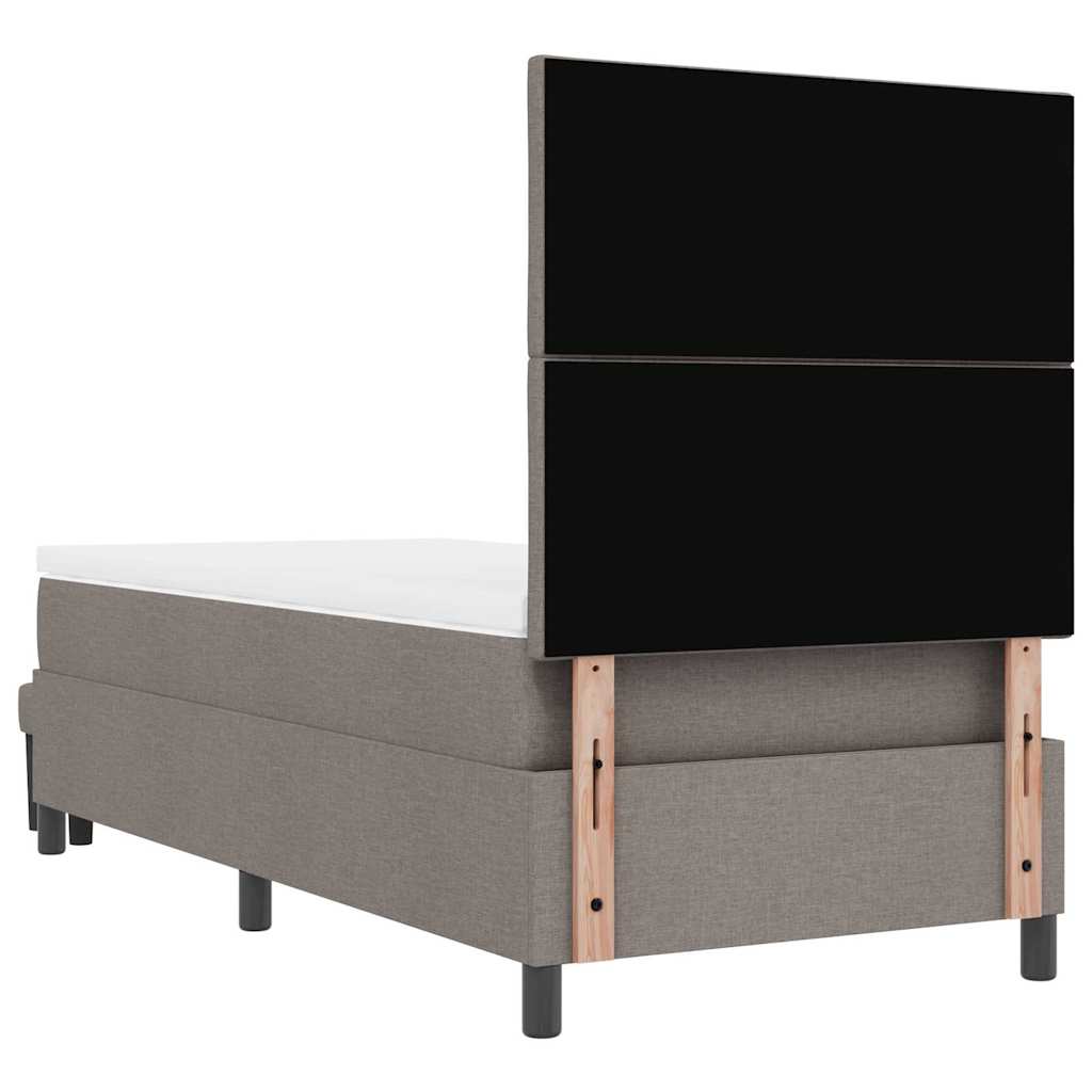 Lit à ressorts avec coussin Taupe 190 x 90 cm tissu