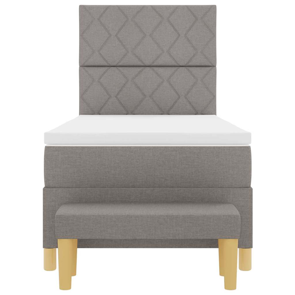 Lit à ressorts avec coussin Taupe 190 x 90 cm tissu
