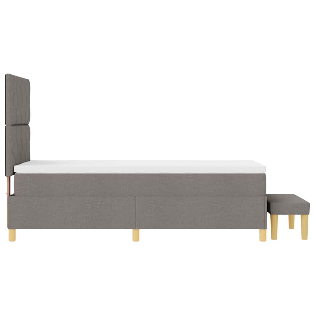 Lit à ressorts avec coussin Taupe 190 x 90 cm tissu