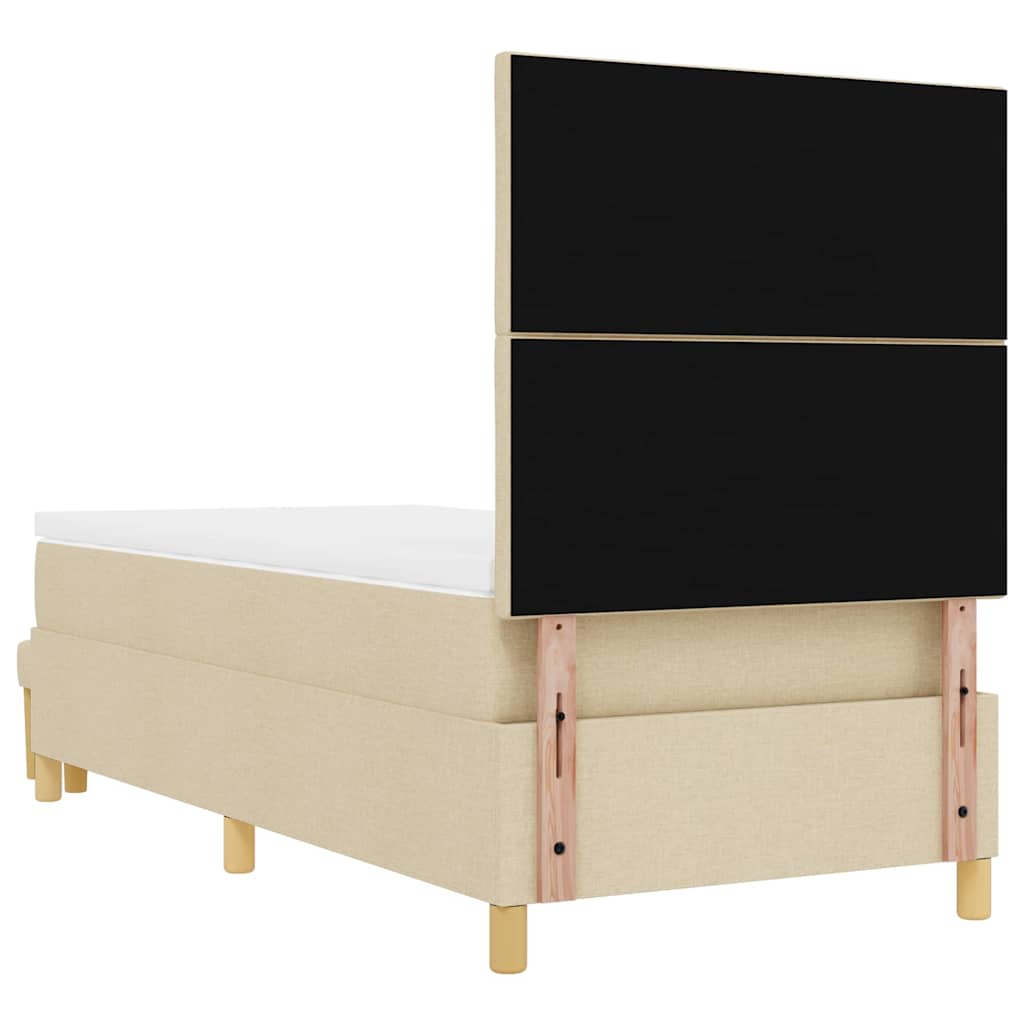 Lit à ressorts avec tête de lit Crème 200 x 90 cm tissu