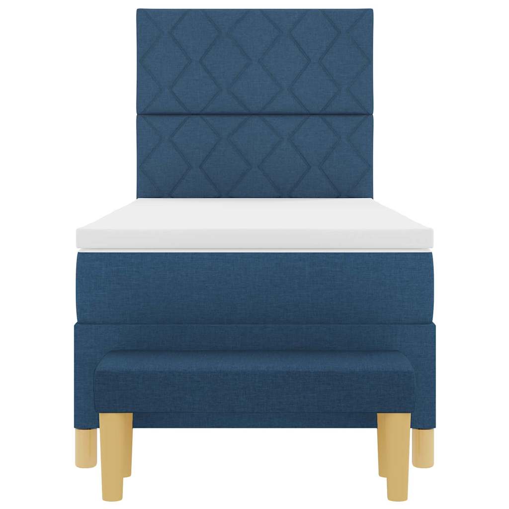Lit à ressorts avec coussin Bleu 200 x 90 cm tissu