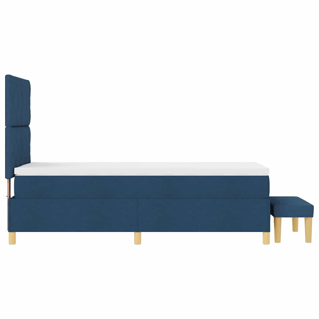 Lit à ressorts avec coussin Bleu 200 x 90 cm tissu
