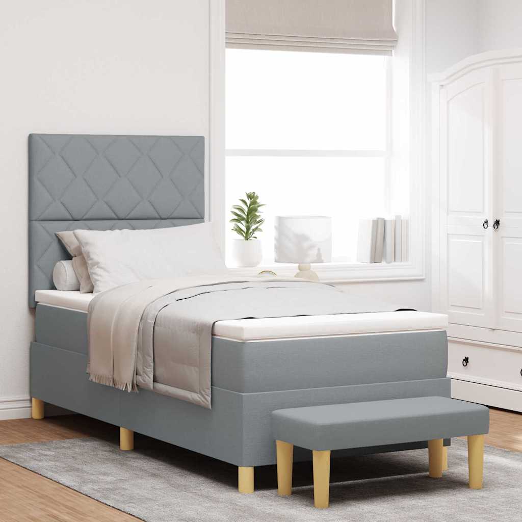 Lit à ressorts avec coussin Gris clair 200 x 100 cm tissu - XIOS