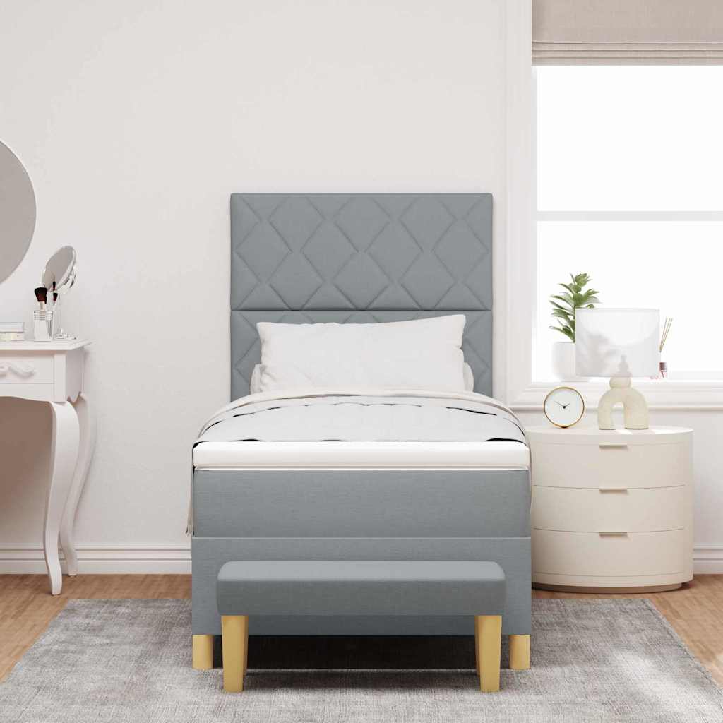 Lit à ressorts avec coussin Gris clair 200 x 100 cm tissu - XIOS