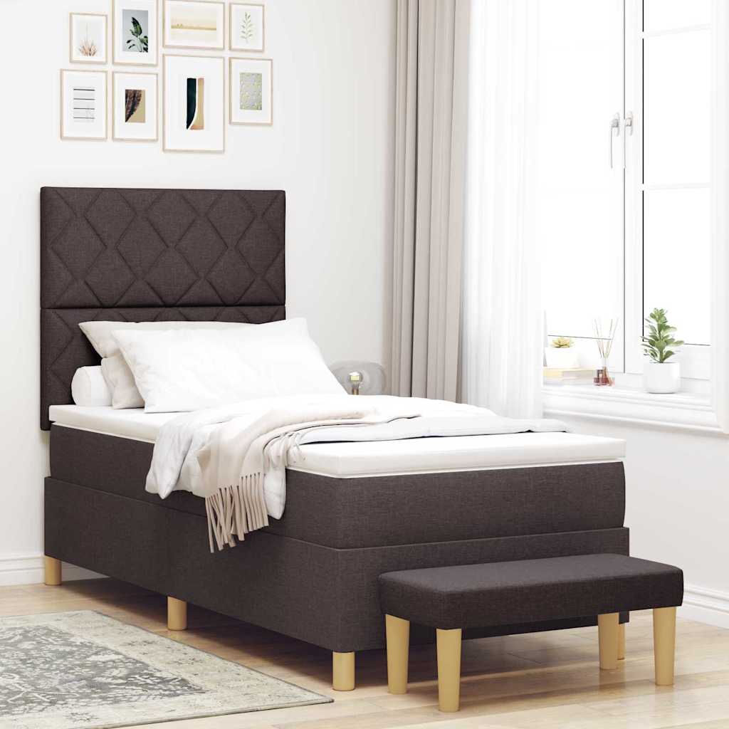 Lit à ressorts avec coussin Marron foncé 200 x 100 cm tissu - XIOS