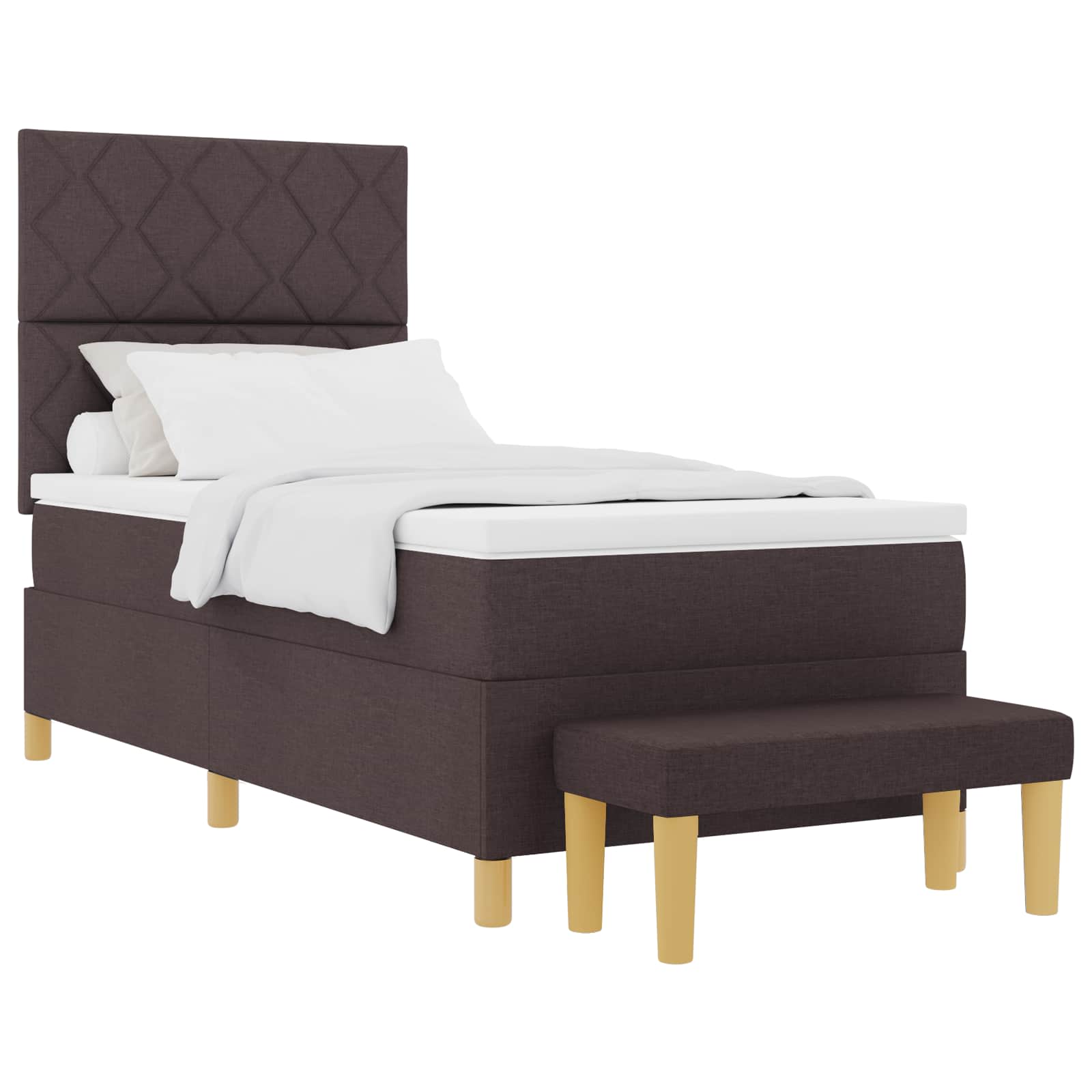 Lit à ressorts avec coussin Marron foncé 200 x 100 cm tissu - XIOS