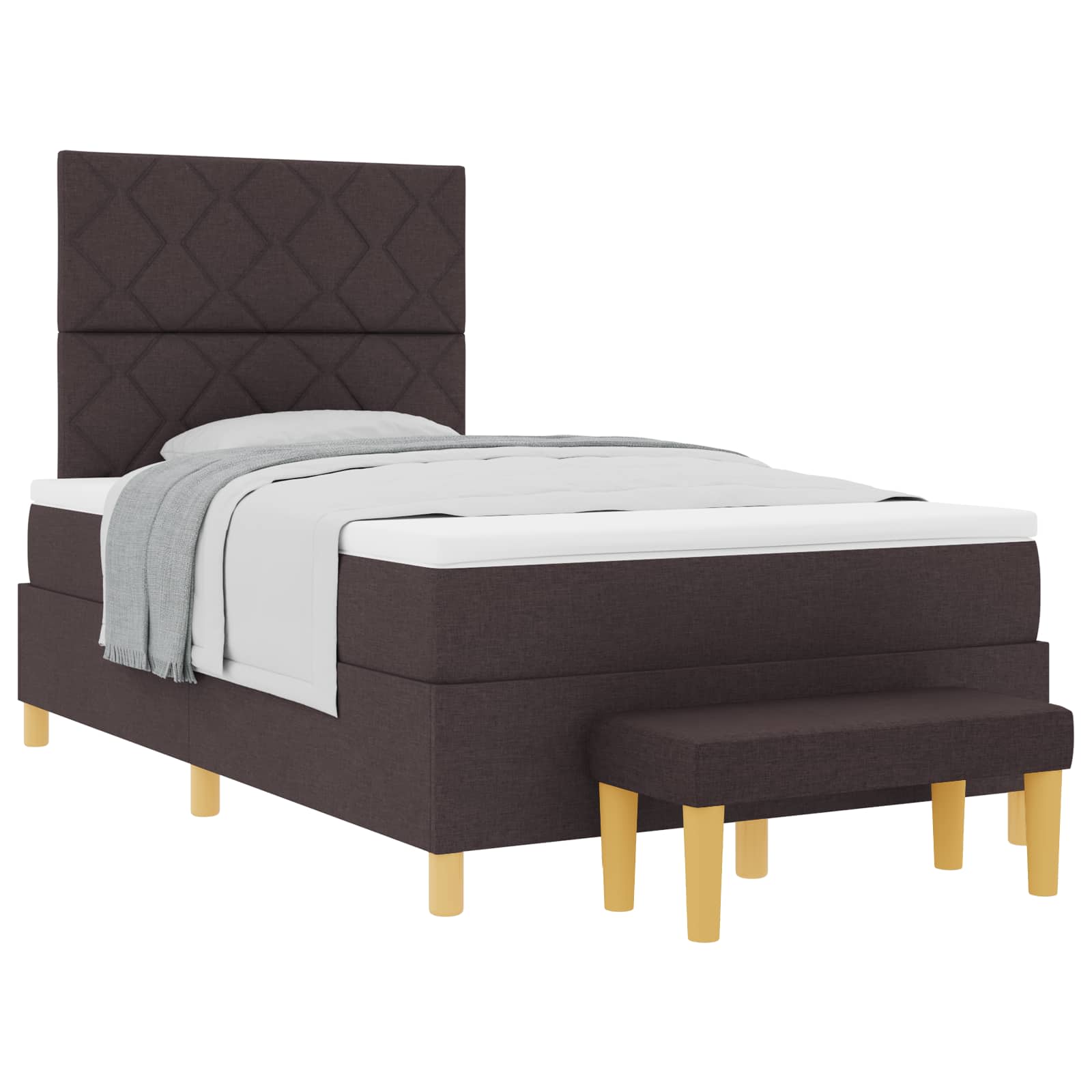 Lit à ressorts avec tête de lit Marron foncé 190 x 120 cm tissu - XIOS