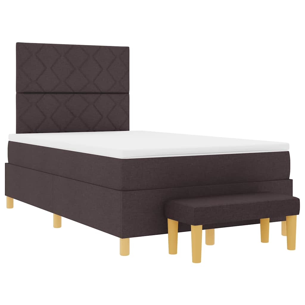 Lit à ressorts avec tête de lit Marron foncé 190 x 120 cm tissu - XIOS