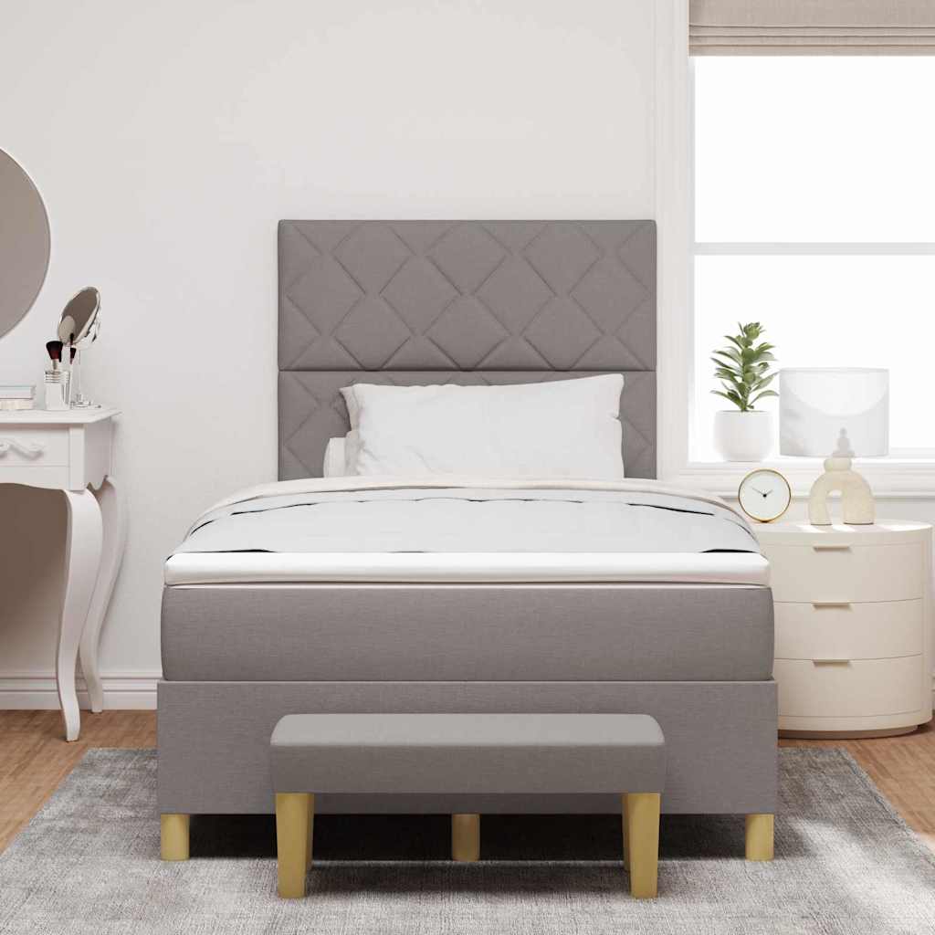 Lit à ressorts avec tête de lit Taupe 190 x 120 cm tissu