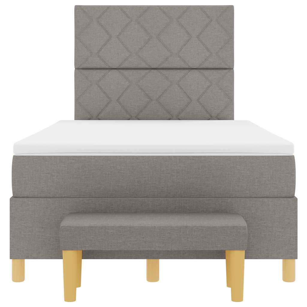 Lit à ressorts avec tête de lit Taupe 190 x 120 cm tissu