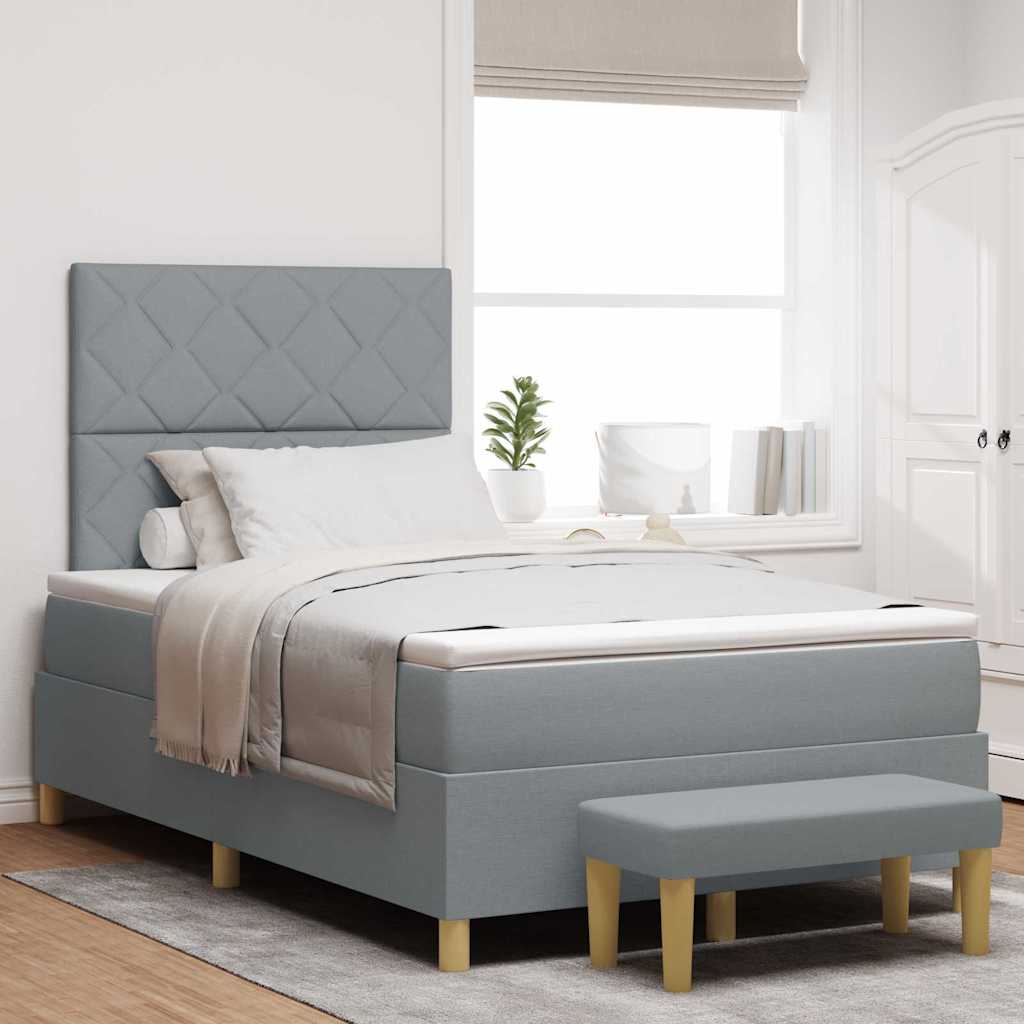 Lit à ressorts avec coussin Gris clair 200 x 120 cm tissu - XIOS
