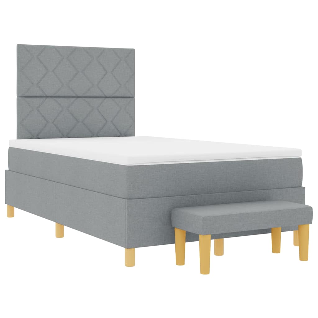 Lit à ressorts avec coussin Gris clair 200 x 120 cm tissu - XIOS