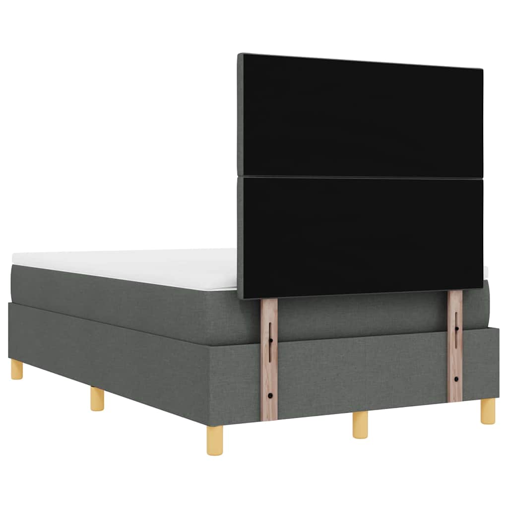 Lit à ressorts avec coussin Gris foncé 200 x 120 cm tissu