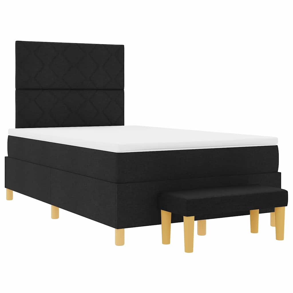 Lit à ressorts avec coussin Noir 200 x 120 cm tissu - XIOS