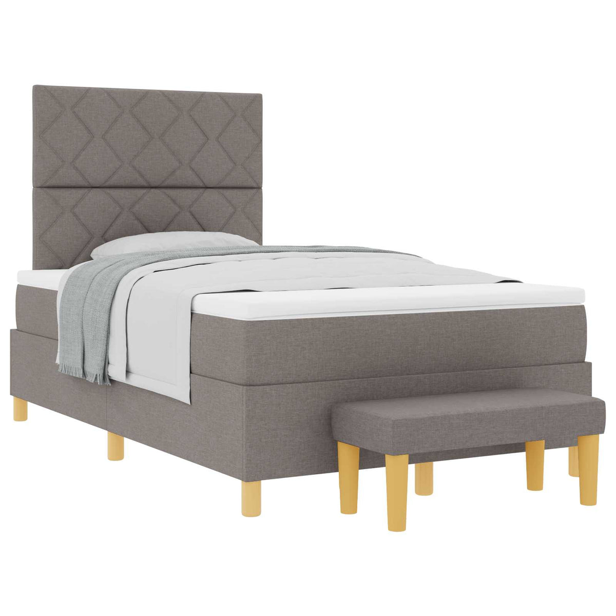 Lit à ressorts avec tête de lit Taupe 200 x 120 cm tissu