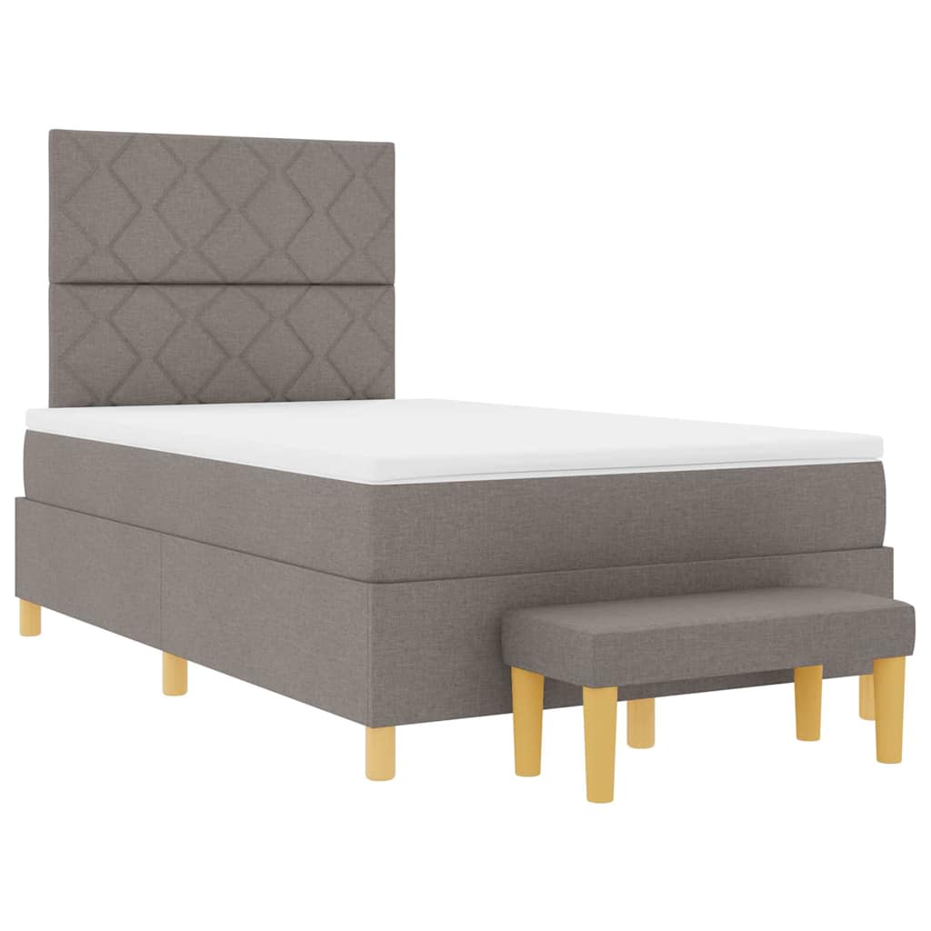 Lit à ressorts avec tête de lit Taupe 200 x 120 cm tissu