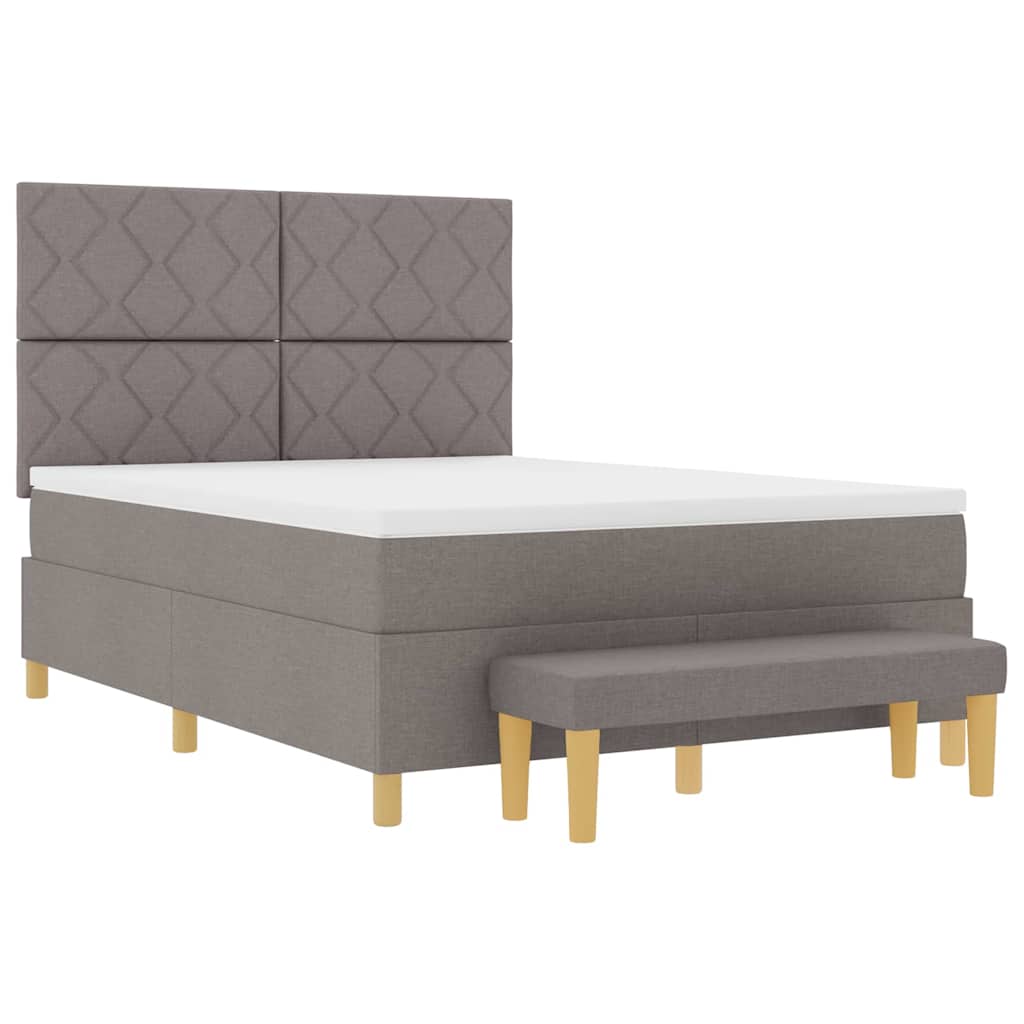 Lit à ressorts avec matelas Taupe 140 x 190 cm tissu - XIOS