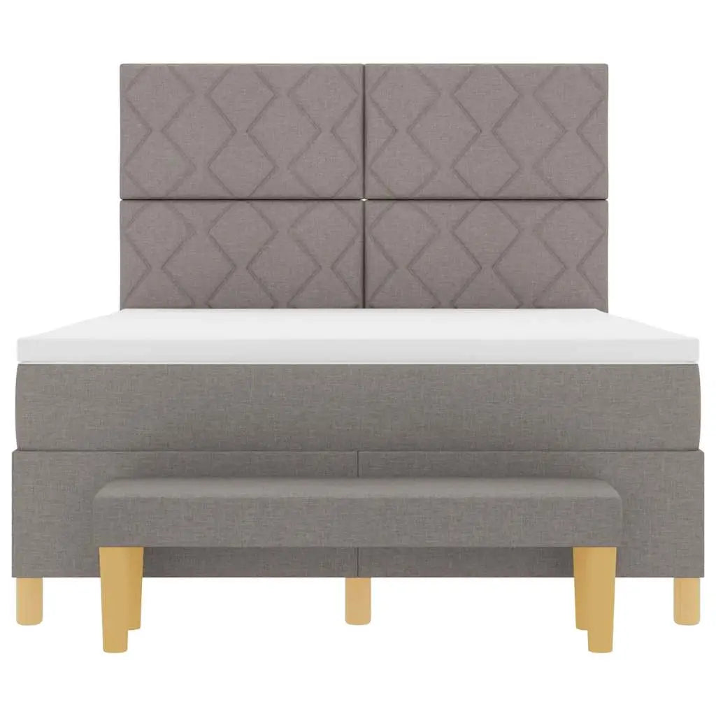 Lit à ressorts avec coussin Taupe 140 x 190 cm tissu - XIOS