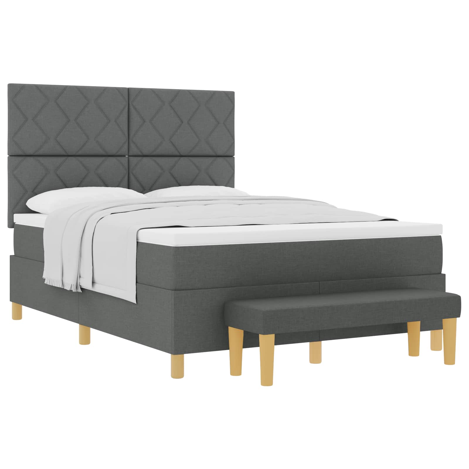 Lit à ressorts avec matelas Gris foncé 160 x 200 cm tissu - XIOS