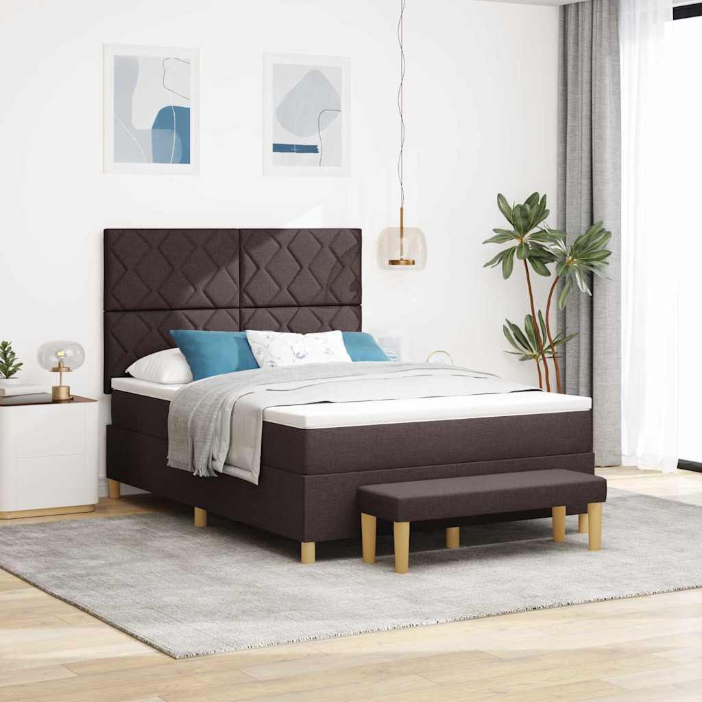 Lit à ressorts avec matelas Marron foncé 160 x 200 cm tissu - XIOS