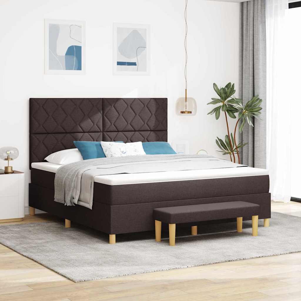 Lit à ressorts avec matelas Marron foncé 180 x 200 cm tissu - XIOS