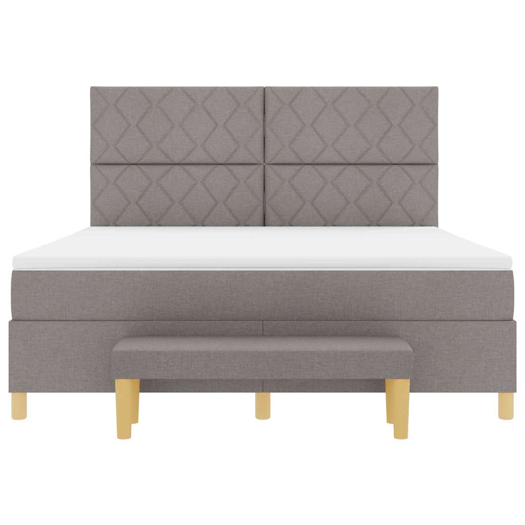 Lit à ressorts avec matelas Taupe 180 x 200 cm tissu - XIOS