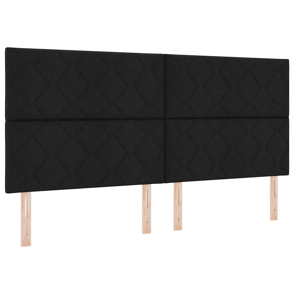 Lit à ressorts avec matelas Noir 200 x 200 cm tissu - XIOS