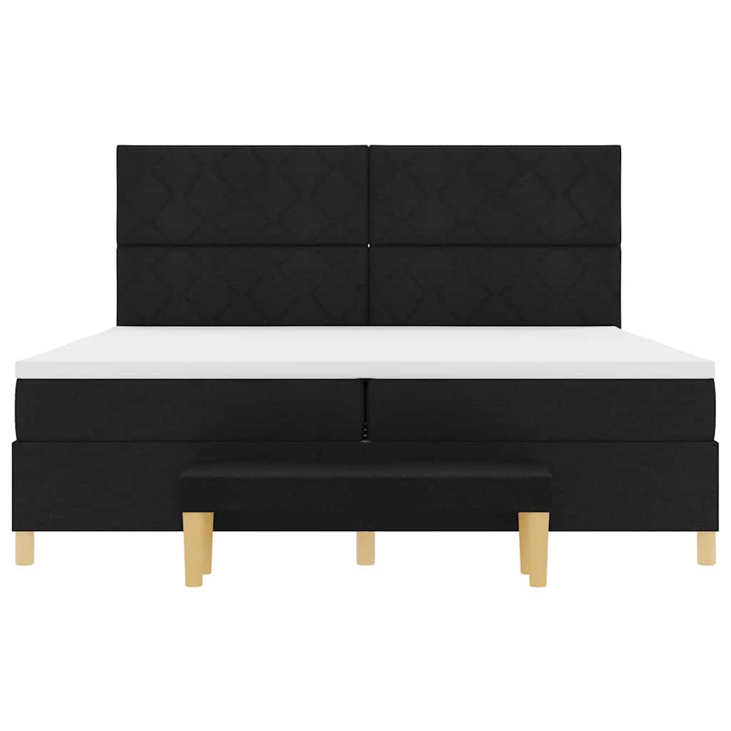 Lit à ressorts avec matelas Noir 200 x 200 cm tissu - XIOS
