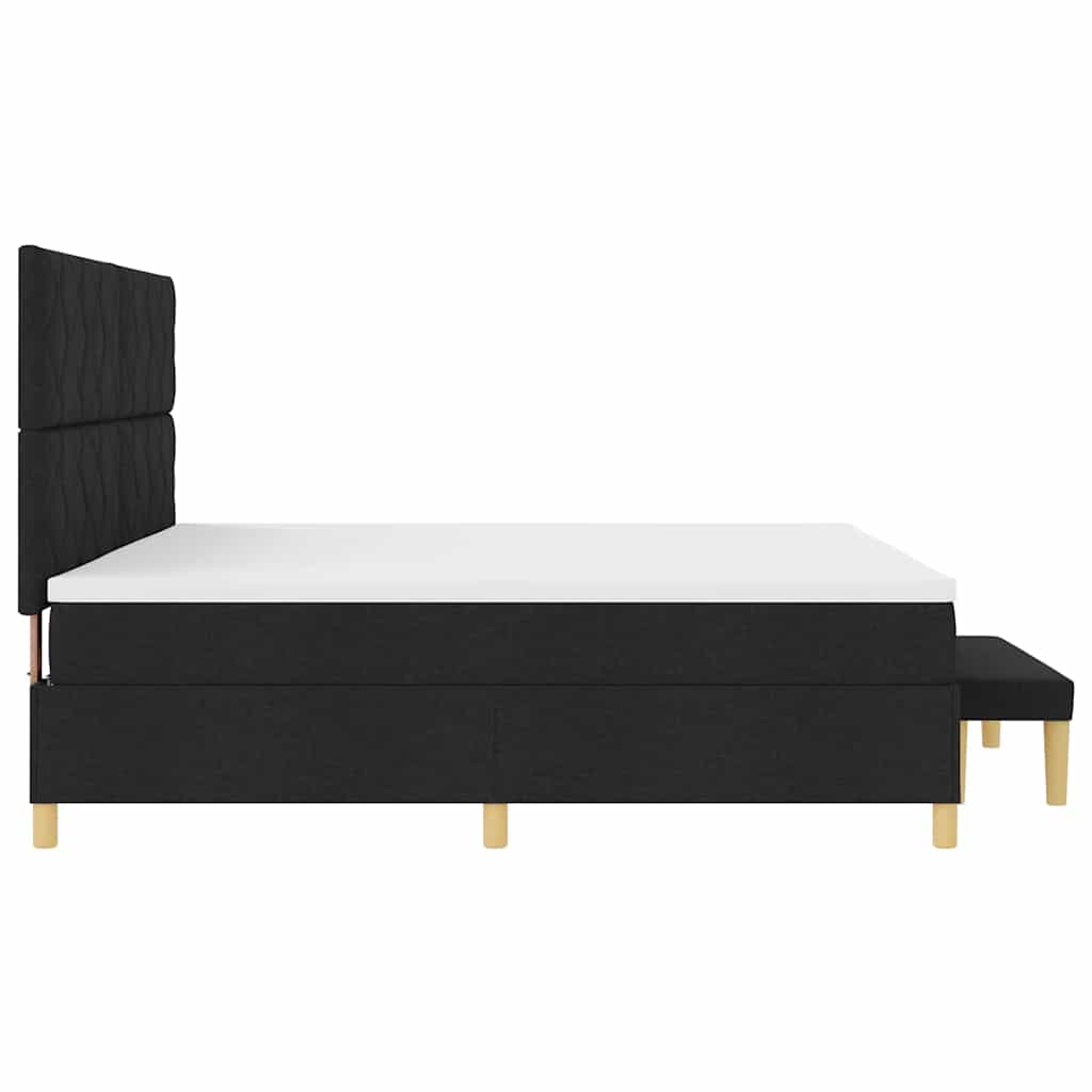 Lit à ressorts avec matelas Noir 200 x 200 cm tissu - XIOS