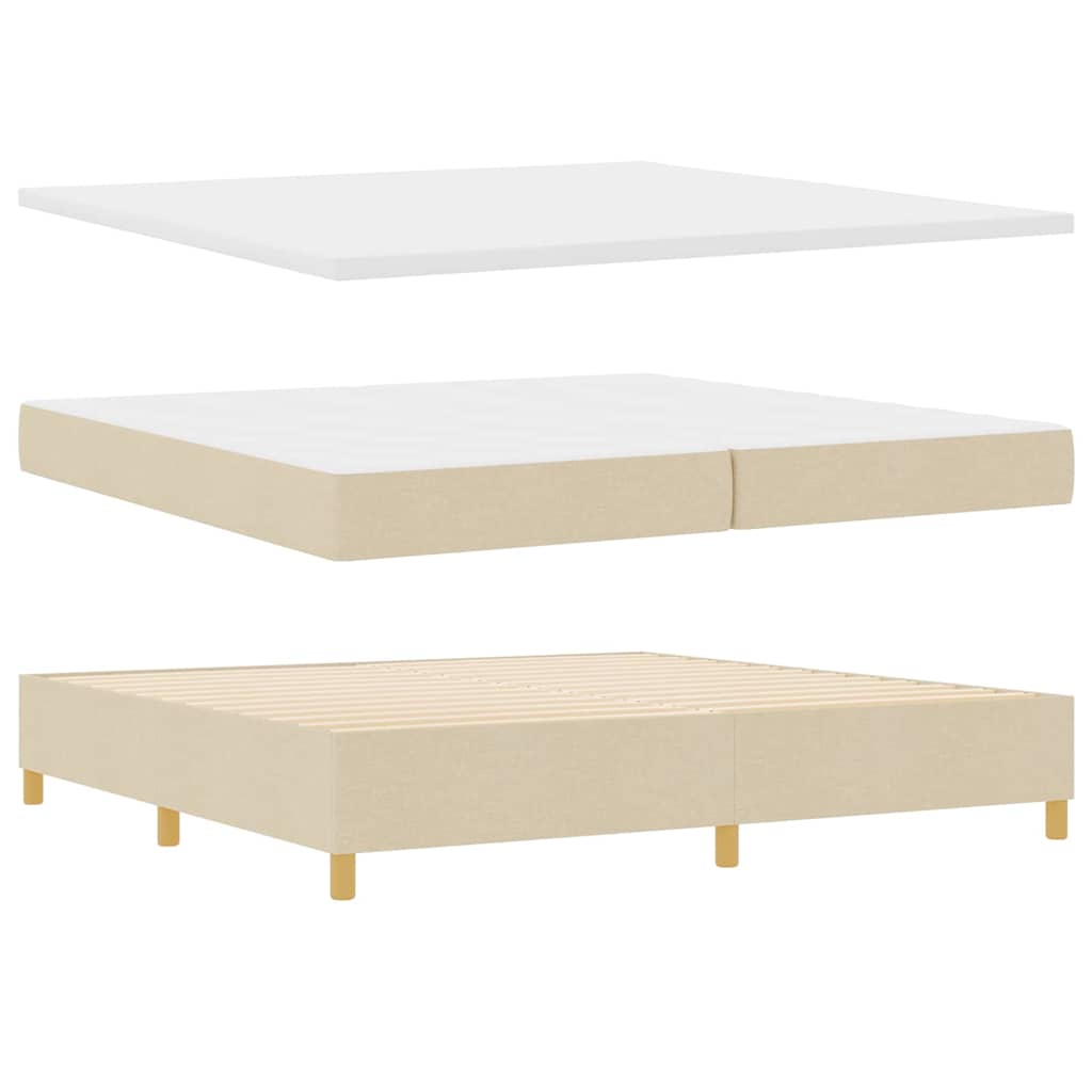Lit à ressorts avec matelas Crème 200 x 200 cm tissu - XIOS