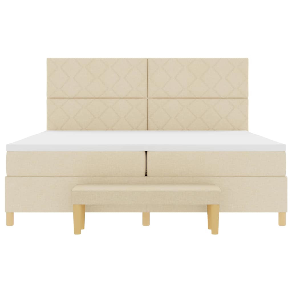 Lit à ressorts avec matelas Crème 200 x 200 cm tissu - XIOS