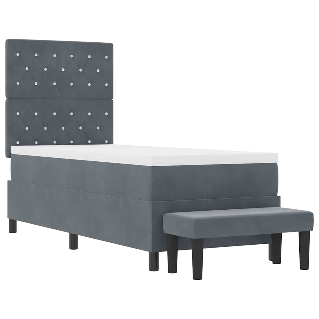 Lit à ressorts avec tête de lit Gris foncé 200 x 80 cm Velours - XIOS