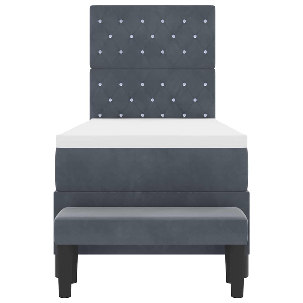 Lit à ressorts avec tête de lit Gris foncé 200 x 80 cm Velours - XIOS