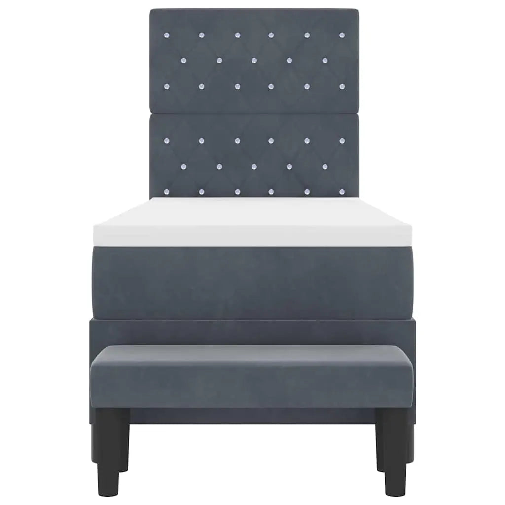 Lit à ressorts avec tête de lit Gris foncé 200 x 80 cm Velours - XIOS