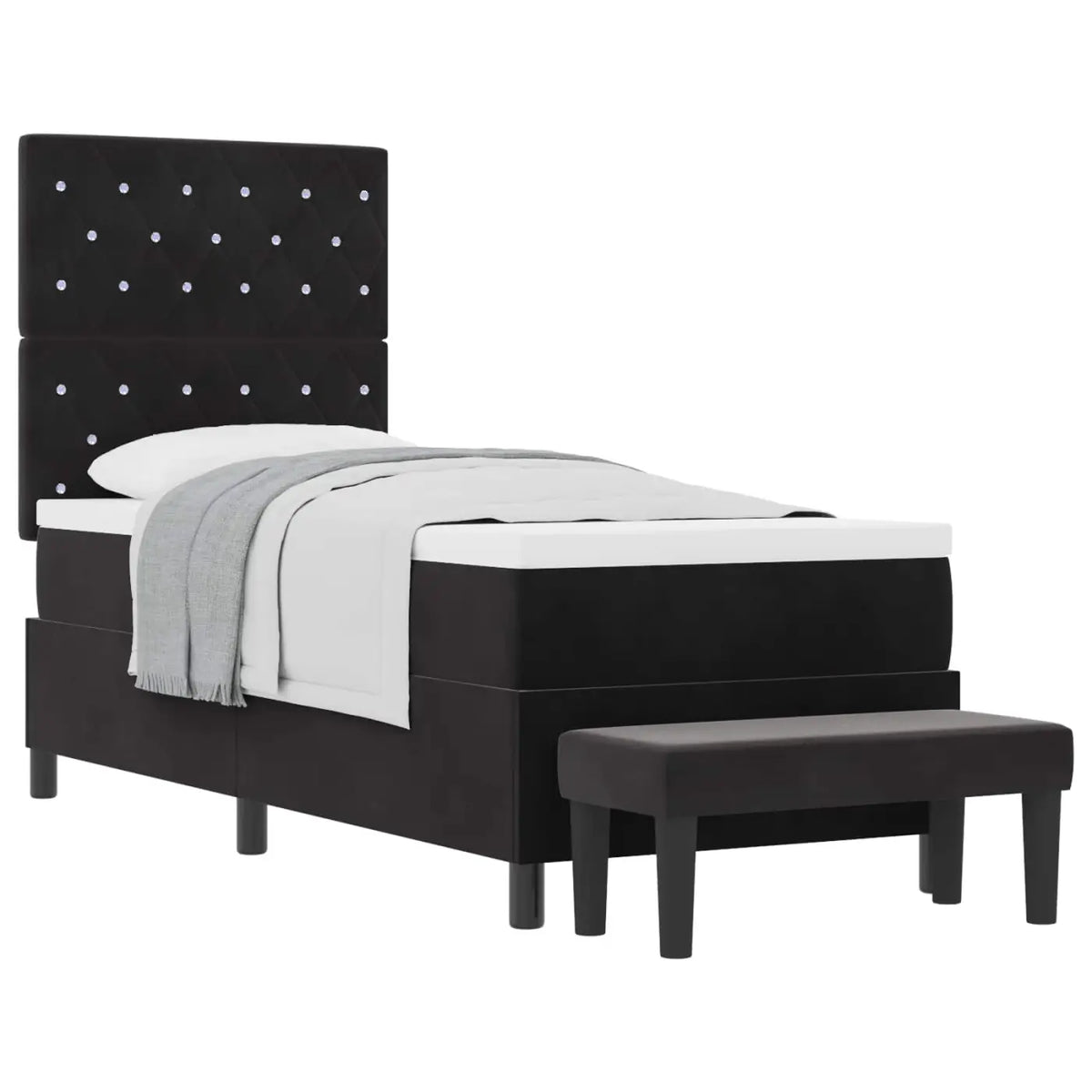 Lit à ressorts avec tête de lit Noir 200 x 80 cm Velours - XIOS