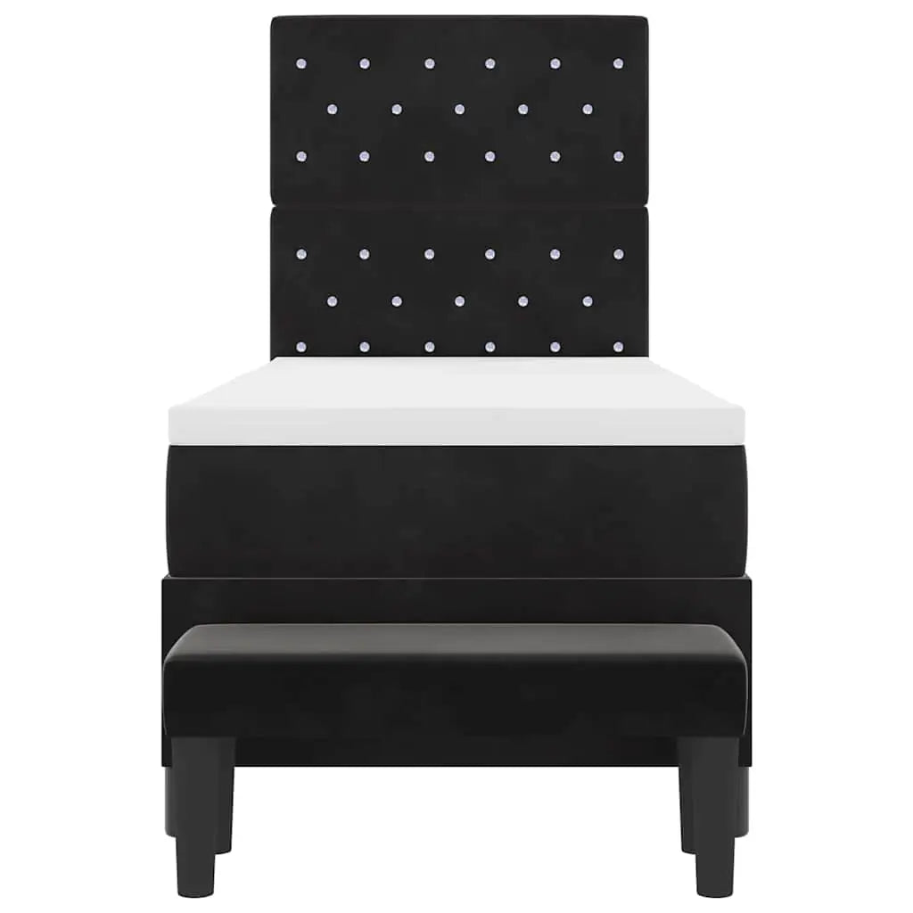 Lit à ressorts avec tête de lit Noir 200 x 80 cm Velours - XIOS