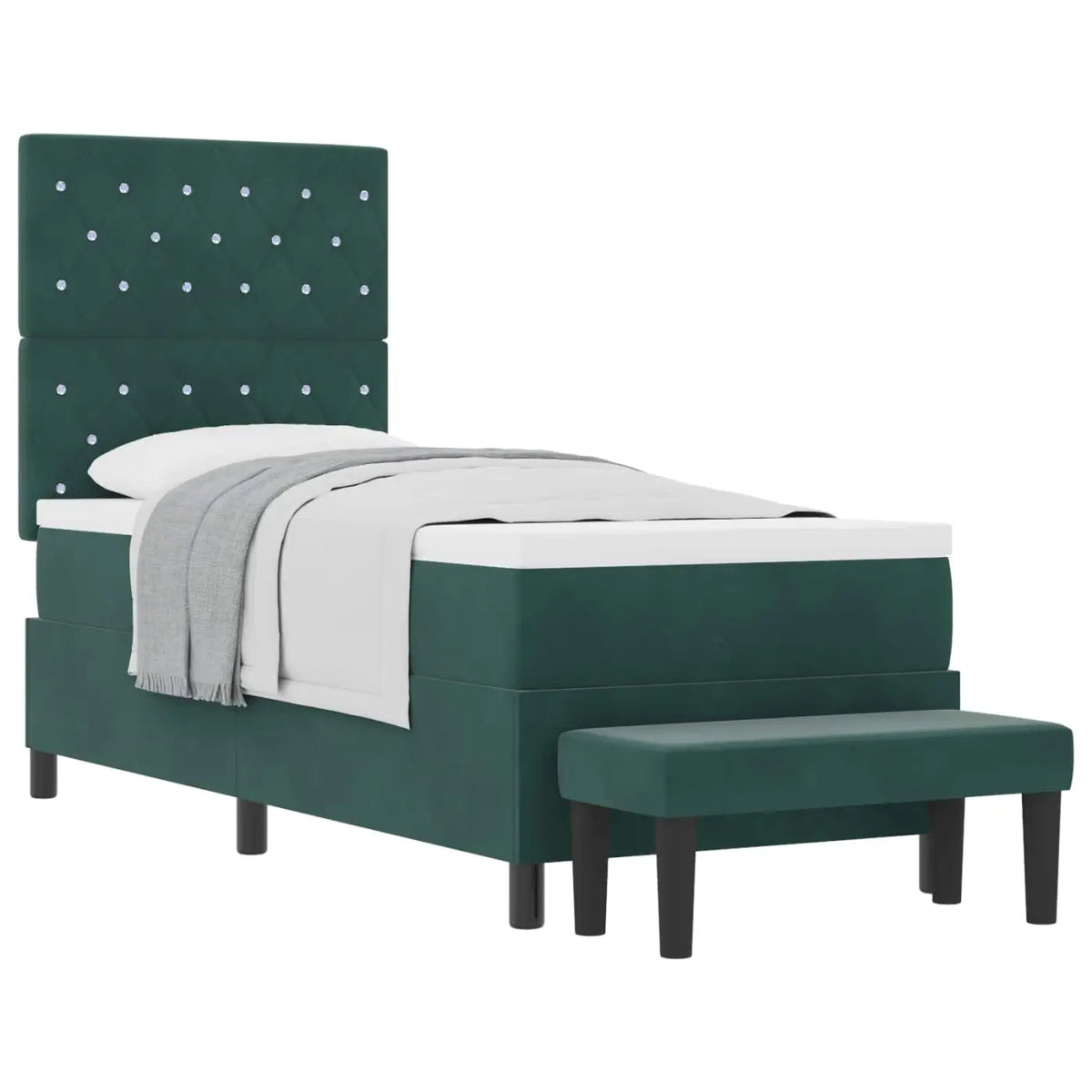 Lit à ressorts avec coussin Vert foncé 200 x 80 cm Velours - XIOS