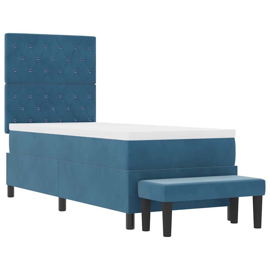 Lit à ressorts avec coussin Bleu foncé 200 x 80 cm Velours